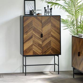 Alvin Chevron Wood Effect 2 Door Hall Cabinet
