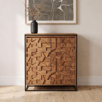 Axis Acacia Wood 2 Door Cabinet Geometric