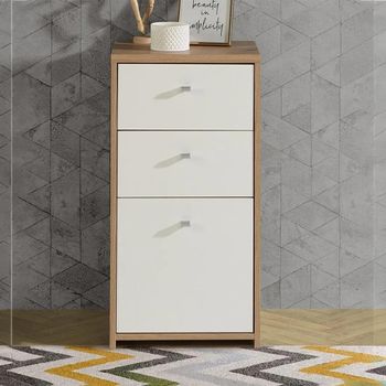 Best White Oak and 1 Door 2 Drawer Cabinet