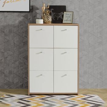 Best Oak and White 6 Door Hall Cabinet