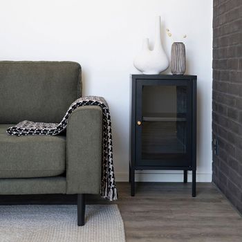 Dalby Black Metal 1 Door Narrow Cabinet