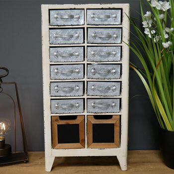 Cream and Grey Metal 7 Drawer Storage Unit