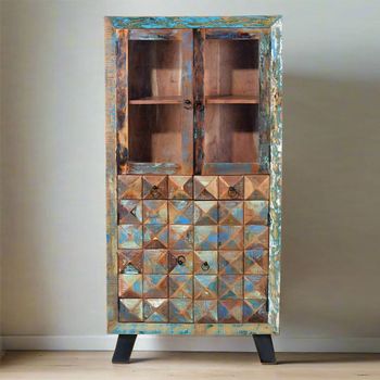Hasley Recycled Wood 4 Door Hall Cabinet