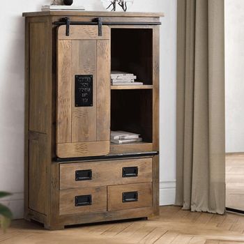 Iron Works Mango Wood 1 Door Hall Cabinet