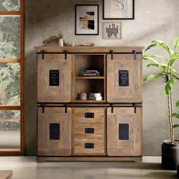 Iron Works Mango Wood 4 Door Cabinet