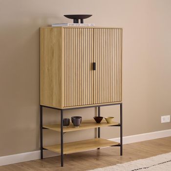 Jaipur Oak 2 Door Fluted Hall Cabinet