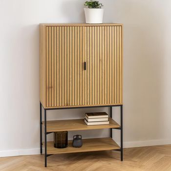 Jaipur Wild Oak 2 Door Fluted Hall Cabinet