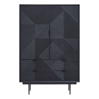 Jakara Black Wood 2 Door 2 Drawer Hall Cabinet