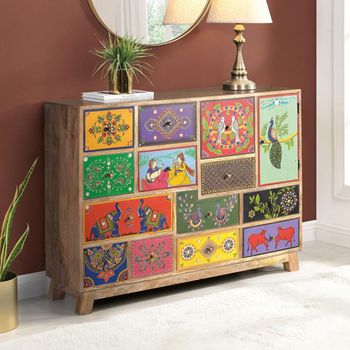 Kenmare Wide 7 Drawer Cabinet Painted Multi Drawer Mango Wood