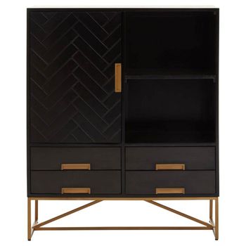 Kochi Black Mango Wood 1 Door Hall Cabinet