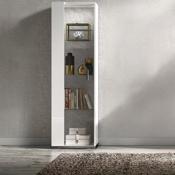 Modern Mara White Hangisi Marble 1 Door LHF Vitrine