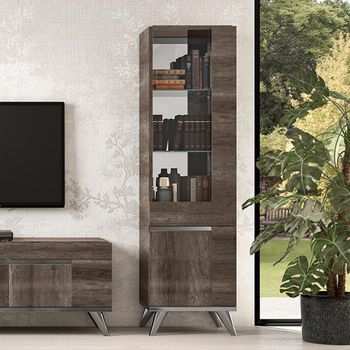 Modern Medea 1 Door RHF Vitrine Vintage Oak