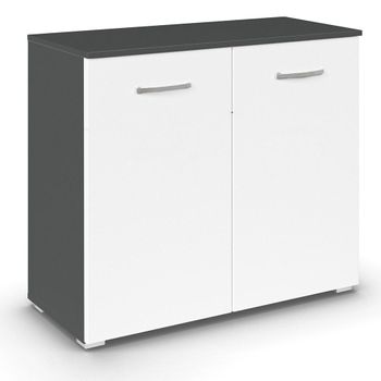 Aditio 2 Door Cupboard Metallic Dark Grey and Alpine White