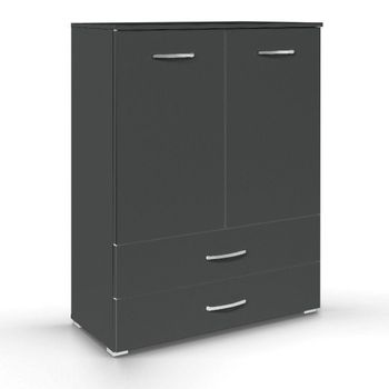 Aditio 2 Door Cupboard 2 Bottom Drawer Metallic Dark Grey