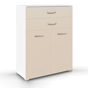 Aditio 2 Door with 2 Top Drawer Cupboard Alpine White and Champagne