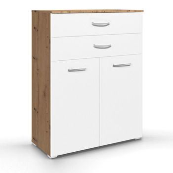 Aditio 2 Door with 2 Top Drawer Cupboard Artisan Oak and Alpine White