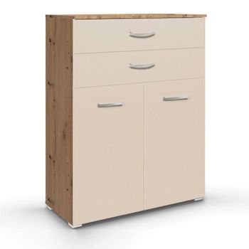 Aditio 2 Door with 2 Top Drawer Cupboard Artisan Oak and Champagne