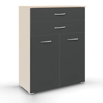 Aditio 2 Door with 2 Top Drawer Cupboard Champagne and Metallic Dark Grey