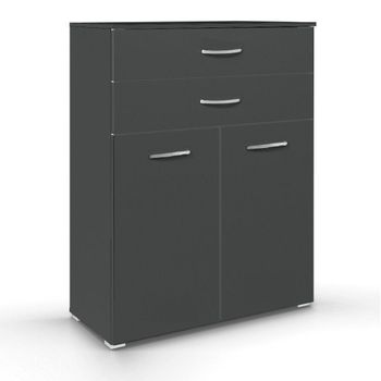 Aditio 2 Door with 2 Top Drawer Cupboard Metallic Dark Grey