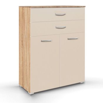 Aditio 2 Door with 2 Top Drawer Cupboard Sonoma Oak and Champagne