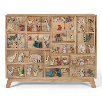 Safari Multi Drawer Mango Wood 1 Door 7 Drawer Hall Cabinet