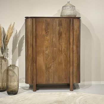 Salano Natural Mango Wood 2 Door Curved Hall Cabinet