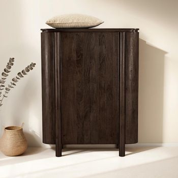 Salano Mango Wood 2 Door Chestnut Curved Hall Cabinet