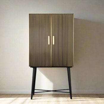 Stephen 2 Door Cupboard Ribbed Brass