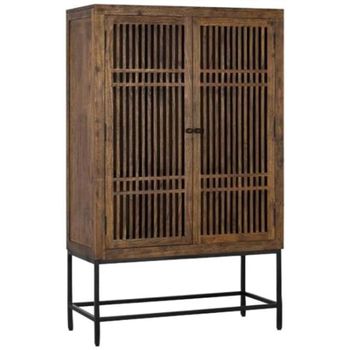 Uvalda Acacia Wood 2 Door Slatted Hall Cabinet