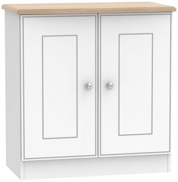 Victoria White and Riviera Oak 2 Door Hall Cabinet