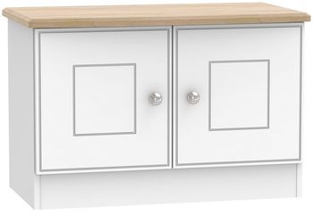 Victoria Low 2 Door Cabinet White and Riviera Oak