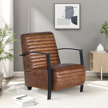 Anacoco Brown Leather Upholstered Sofa Armchair