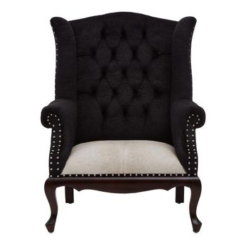 Cala Black Fabric Tufted Back Armchair