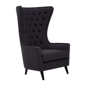 Cala Black Fabric Tufted Highback Armchair
