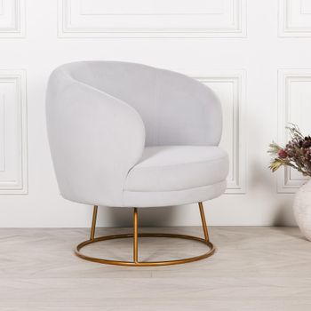 Deco Light Grey Velvet Accent Chair