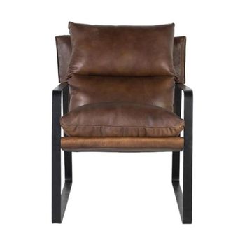 Dunmor Brown Leather and Metal Sofa Armchair