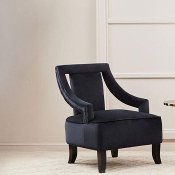 Faye Black Velvet Fabric Armchair