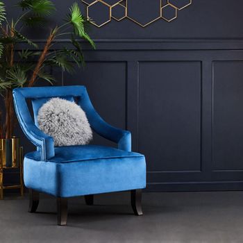Faye Midnight Blue Velvet Fabric Armchair
