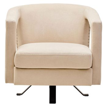 Hestia Beige Velvet Fabric Swivel Armchair
