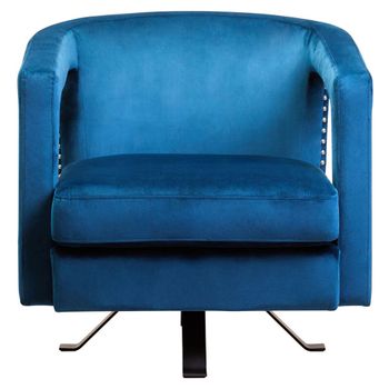 Hestia Blue Velvet Fabric Swivel Armchair