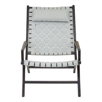 Kendari Grey Woven Leather with Teak Wood Armchair