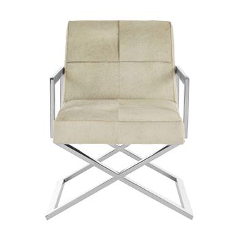 Kensington Townhouse Grey Leather with Silver Metal Armchair