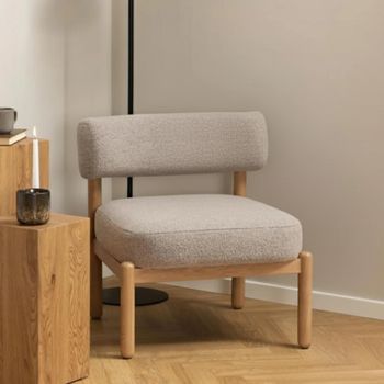 Burley Beige Boucle Fabric Lounge Chair