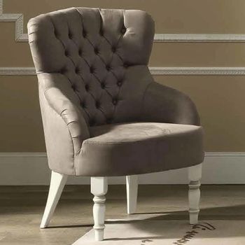 Nostalgia Italian Bianco Antico Eco Leather Nabuk Capitonne Armchair