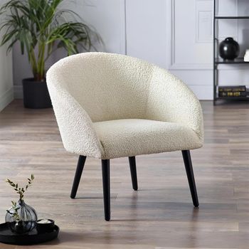 Amari Ivory Boucle Fabric Accent Chair