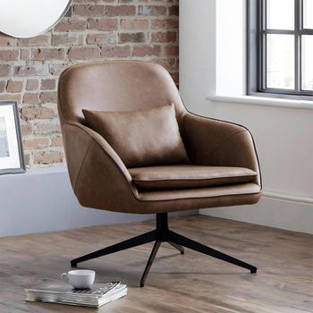 Bowery Brown Faux Leather Swivel Chair