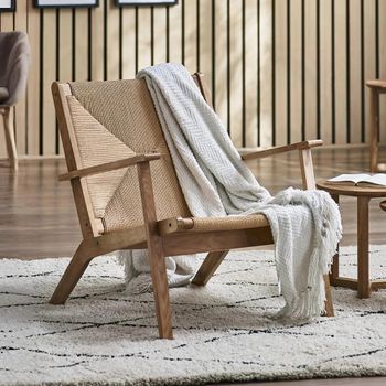 Icaria Oak and Woven Sofa Armchair