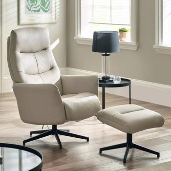 Priya Grey Fabric Armchair with Footstool