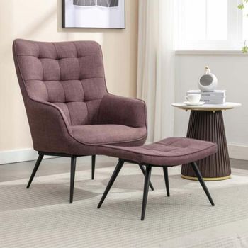 Katelyn Accent Mulberry Fabric Armchair with Footstool