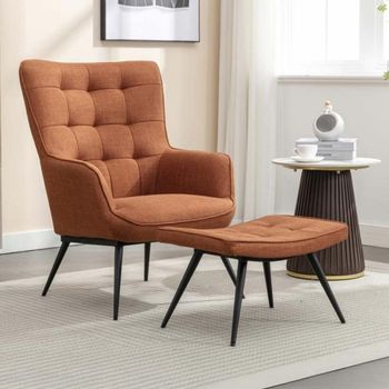 Katelyn Accent Orange Fabric Armchair with Footstool